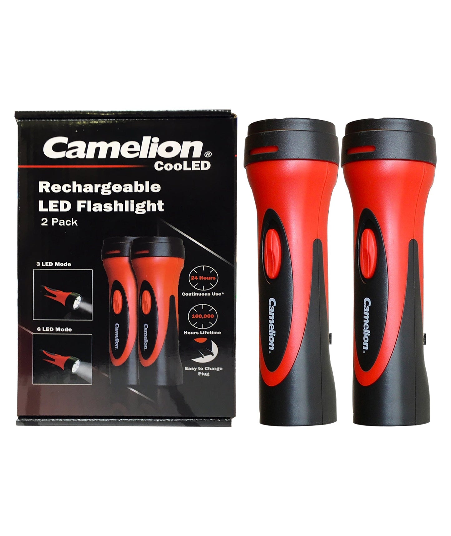6 LED Rechargeable Plug-In Emergency Ready Flashlight Cardboard Box of