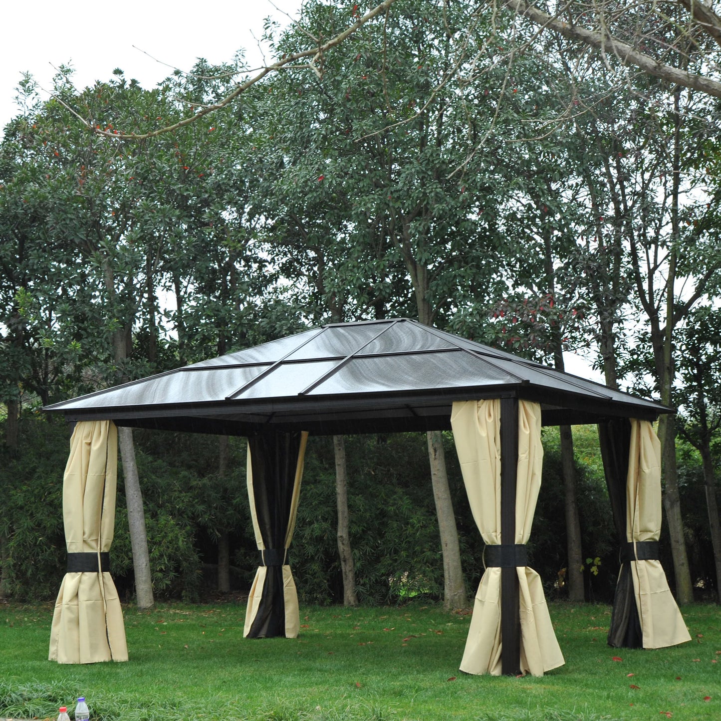 Outsunny 14x12ft Hardtop Outdoor Patio Gazebo Aluminum Pole w/Mosquito