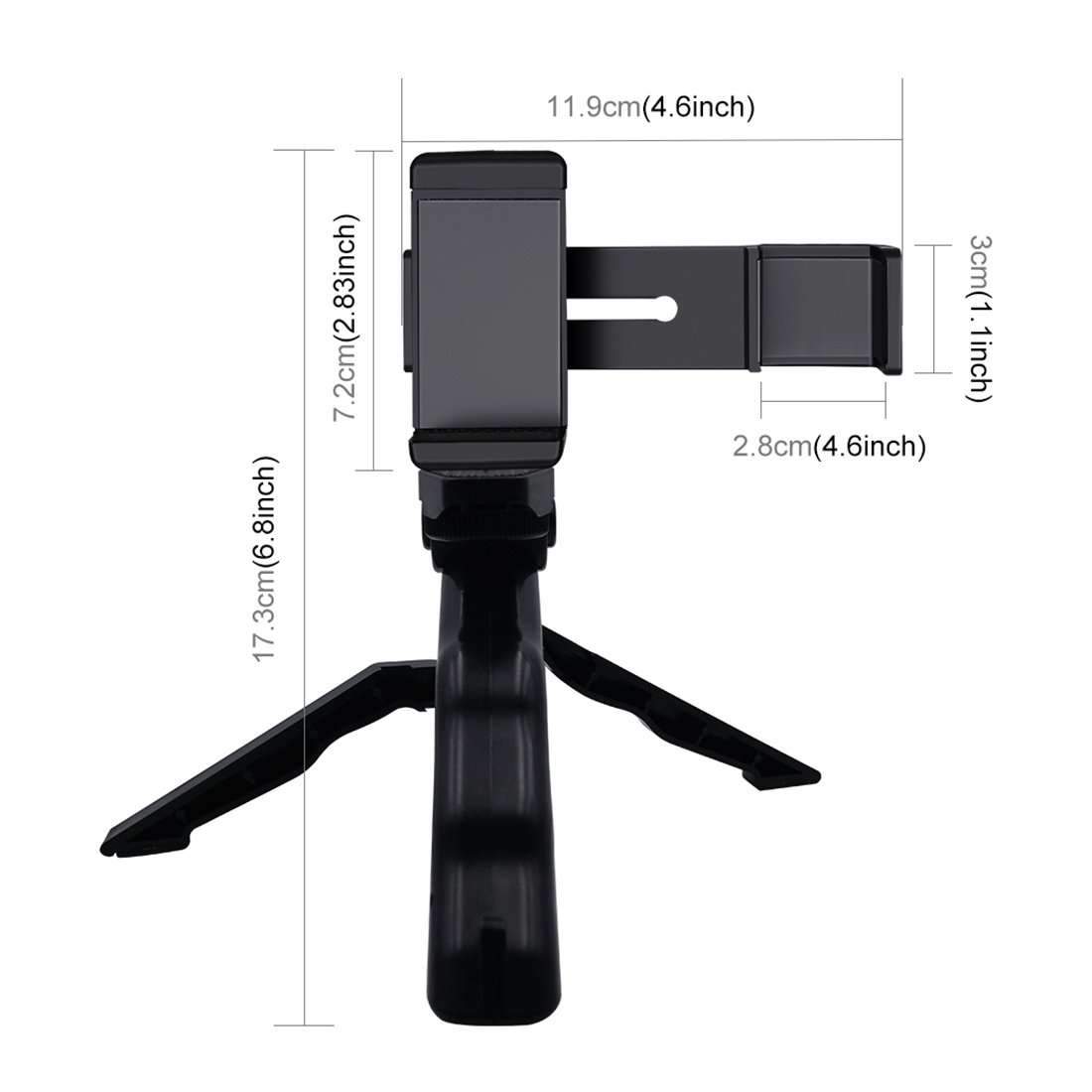 AMZER Foldable Tripod With Smartphone Fixing Clamp 1/4 inch Holder