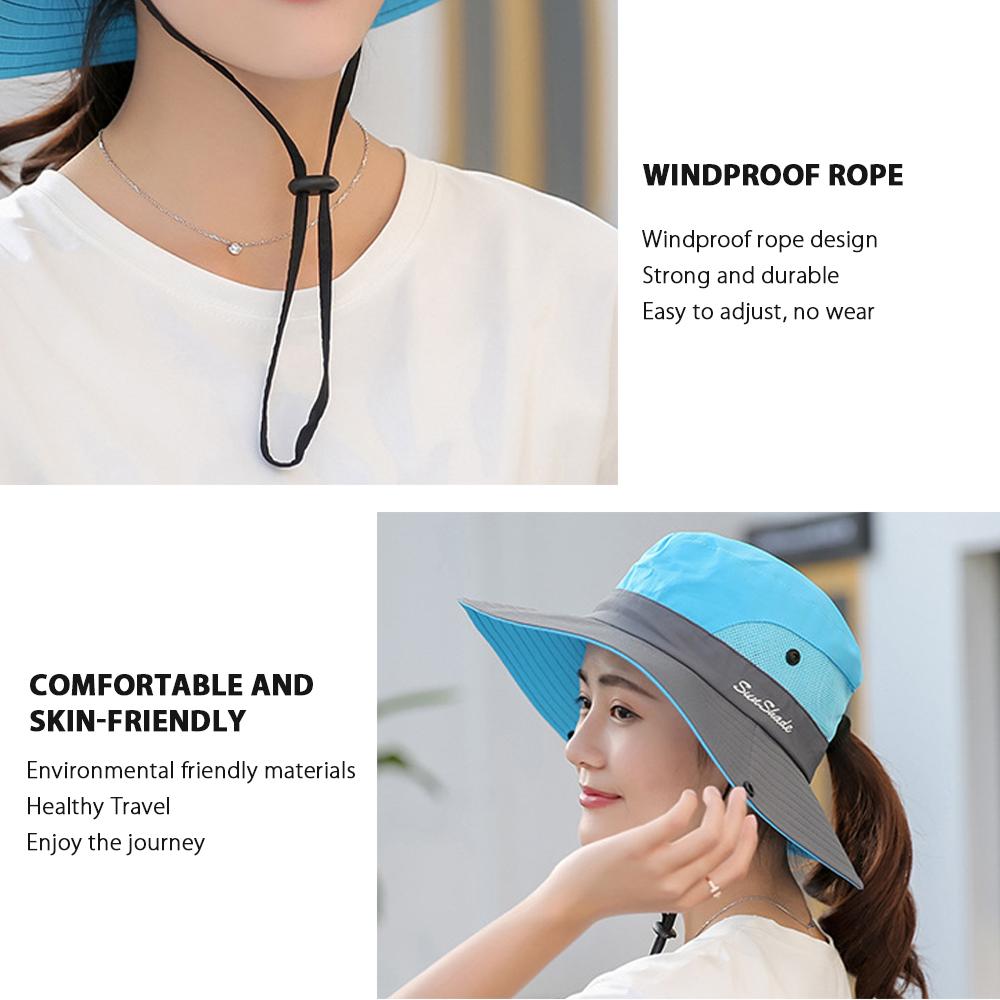 Womens UV Protection Wide Brim Sun Hat- Made of Breathable Fabric