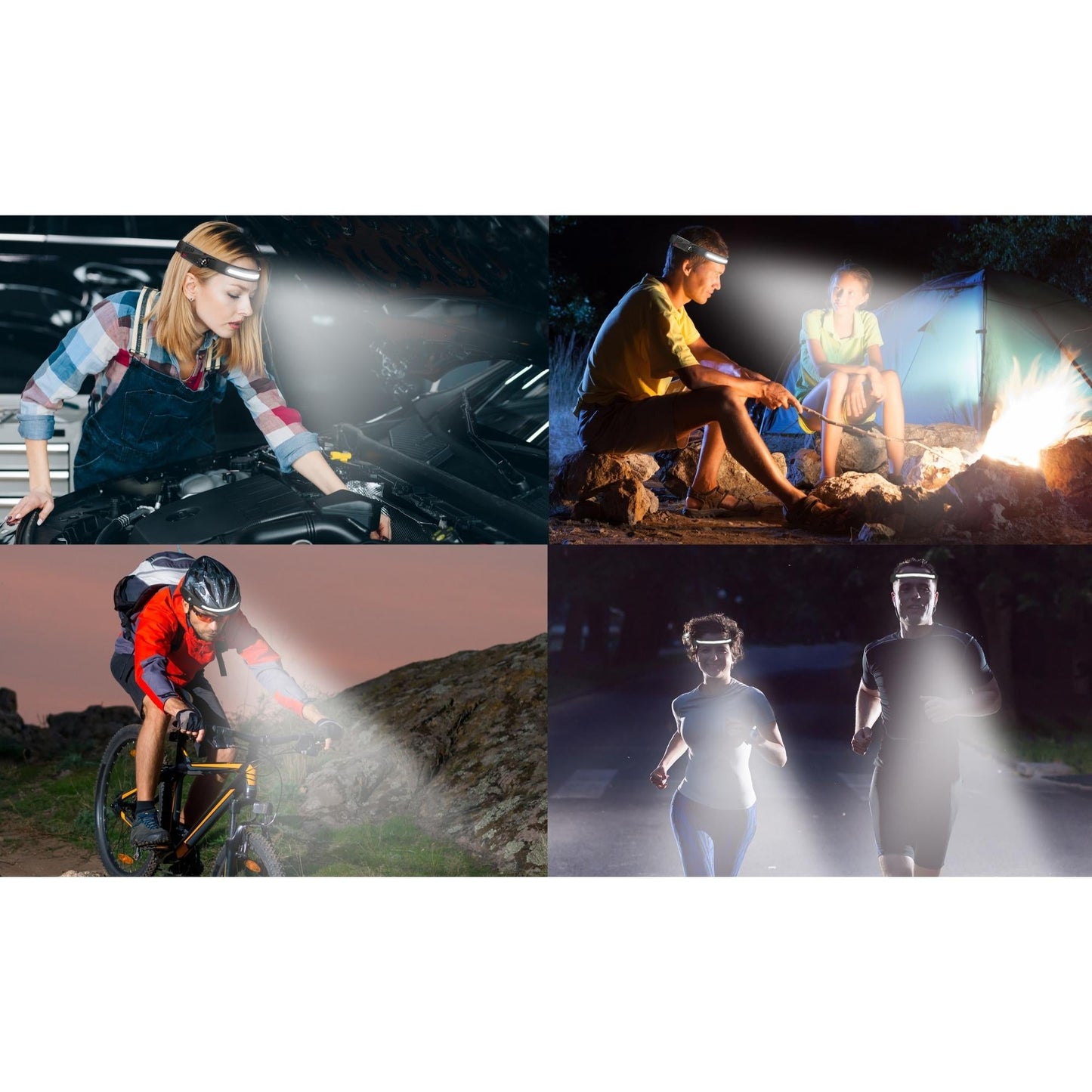 Rechargeable LED Headlamps w/ Motion Sensor Lightweight Waterproof