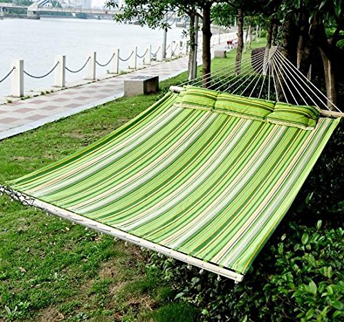 Outsunny 75" Striped Outdoor Camping Hammock Lounge Bed Garden w/