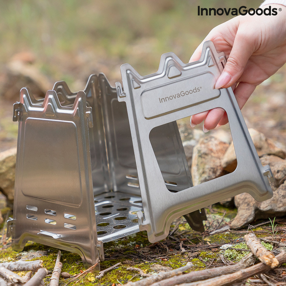 Collapsible Steel Camping Stove Flamet InnovaGoods