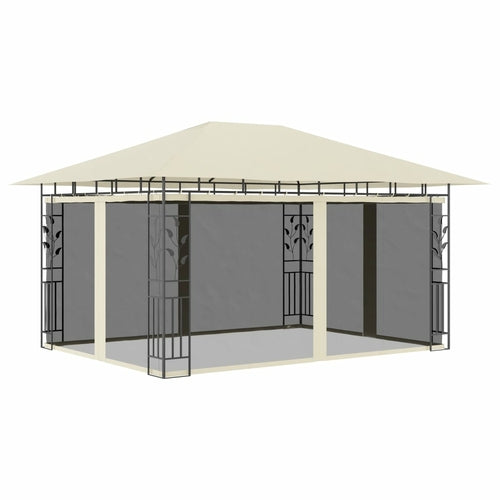 Gazebo with Mosquito Net 9.8'x9.8'x9' Cream 180 g/m