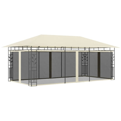 Gazebo with Mosquito Net 9.8'x9.8'x9' Cream 180 g/m