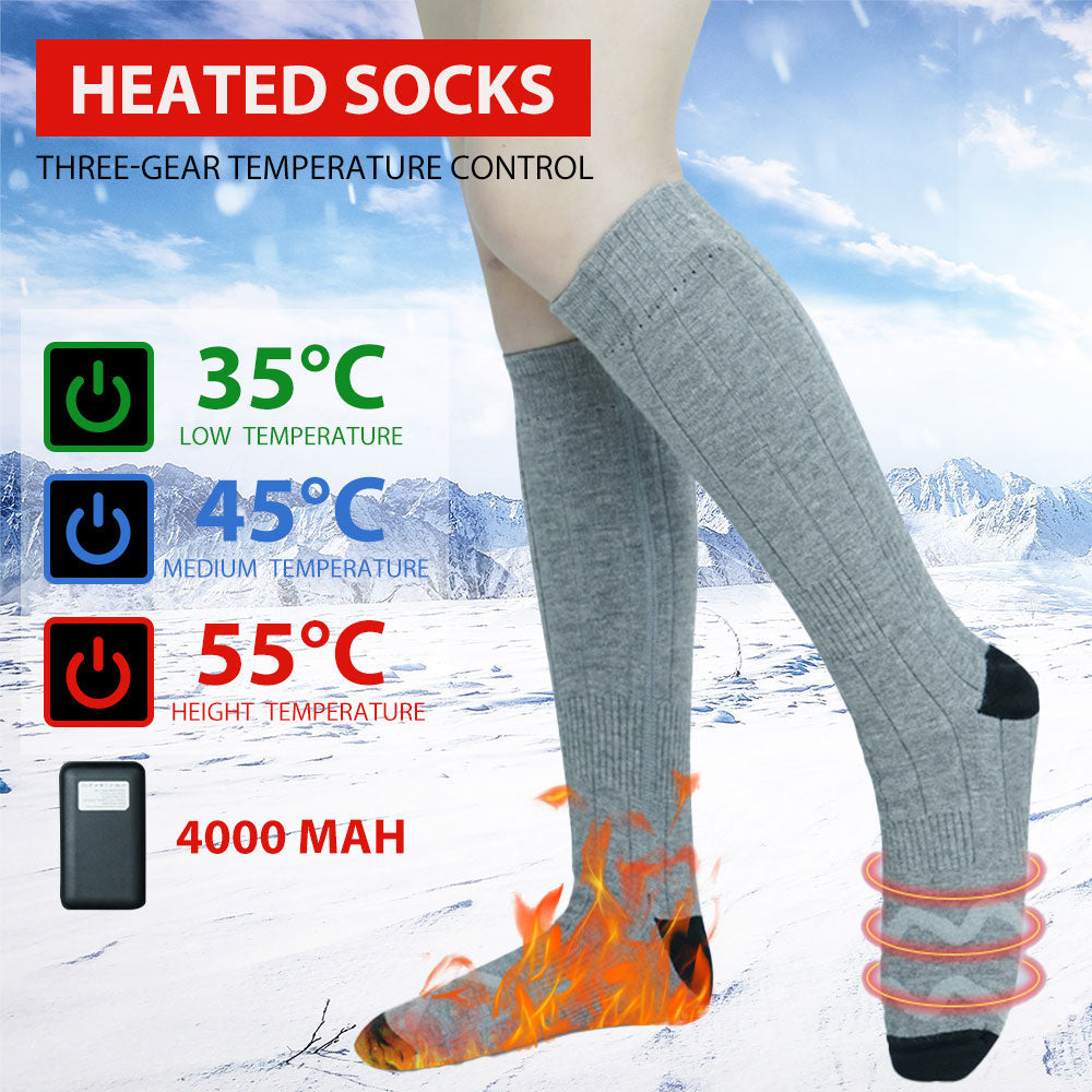 Heated Socks with 4000mAh Power Bank Winter Warm Electric Socks