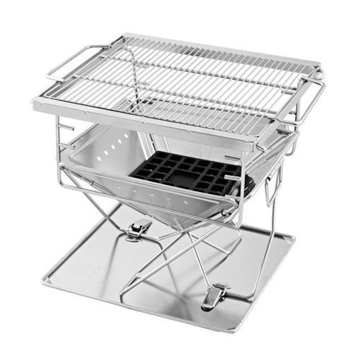 Grillz Camping Fire Pit BBQ Portable Folding Stainless Steel Stove