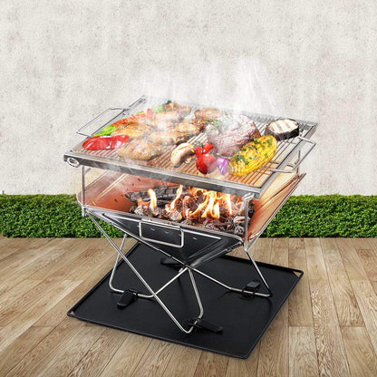 Grillz Camping Fire Pit BBQ Portable Folding Stainless Steel Stove