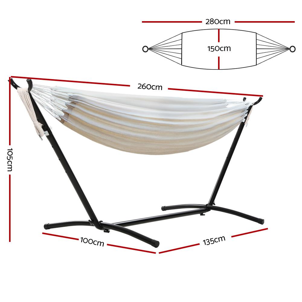 Gardeon Camping Hammock With Stand Cotton Rope Lounge Hammocks Outdoor