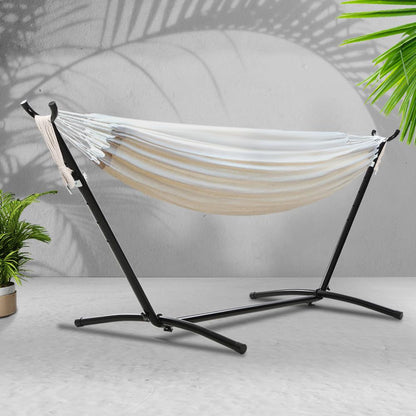 Gardeon Camping Hammock With Stand Cotton Rope Lounge Hammocks Outdoor