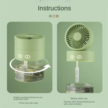 Spray Cooling Fan USB Mini Fan Desktop Turbine Foldable Cold Air