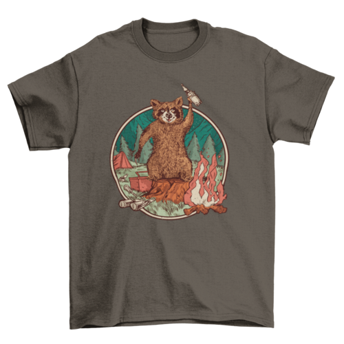 Camping raccoon t-shirt