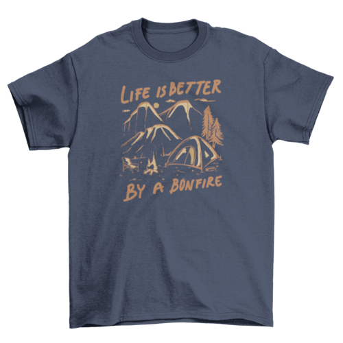 Camping nature tent and bonfire t-shirt