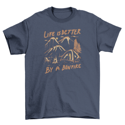 Camping nature tent and bonfire t-shirt