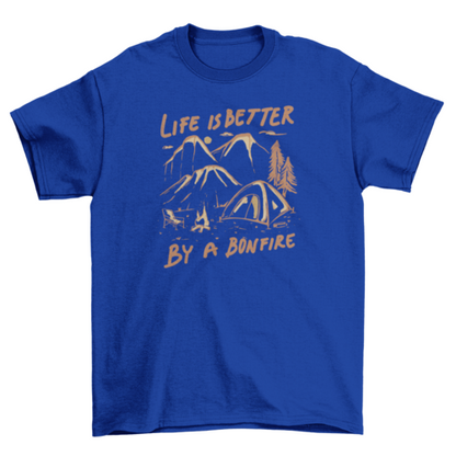 Camping nature tent and bonfire t-shirt