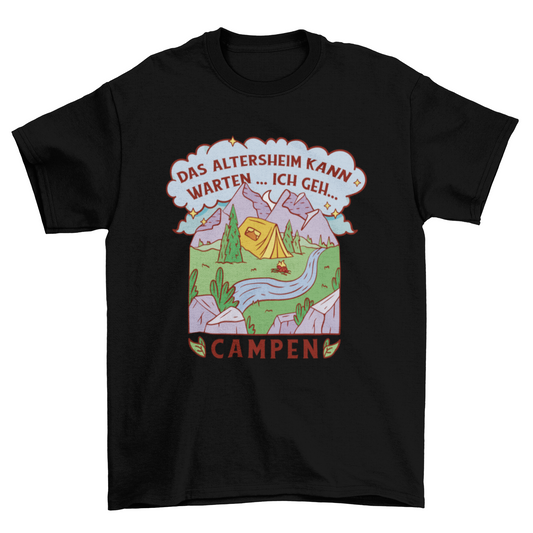 Camping tent in the mountains t-shirt design