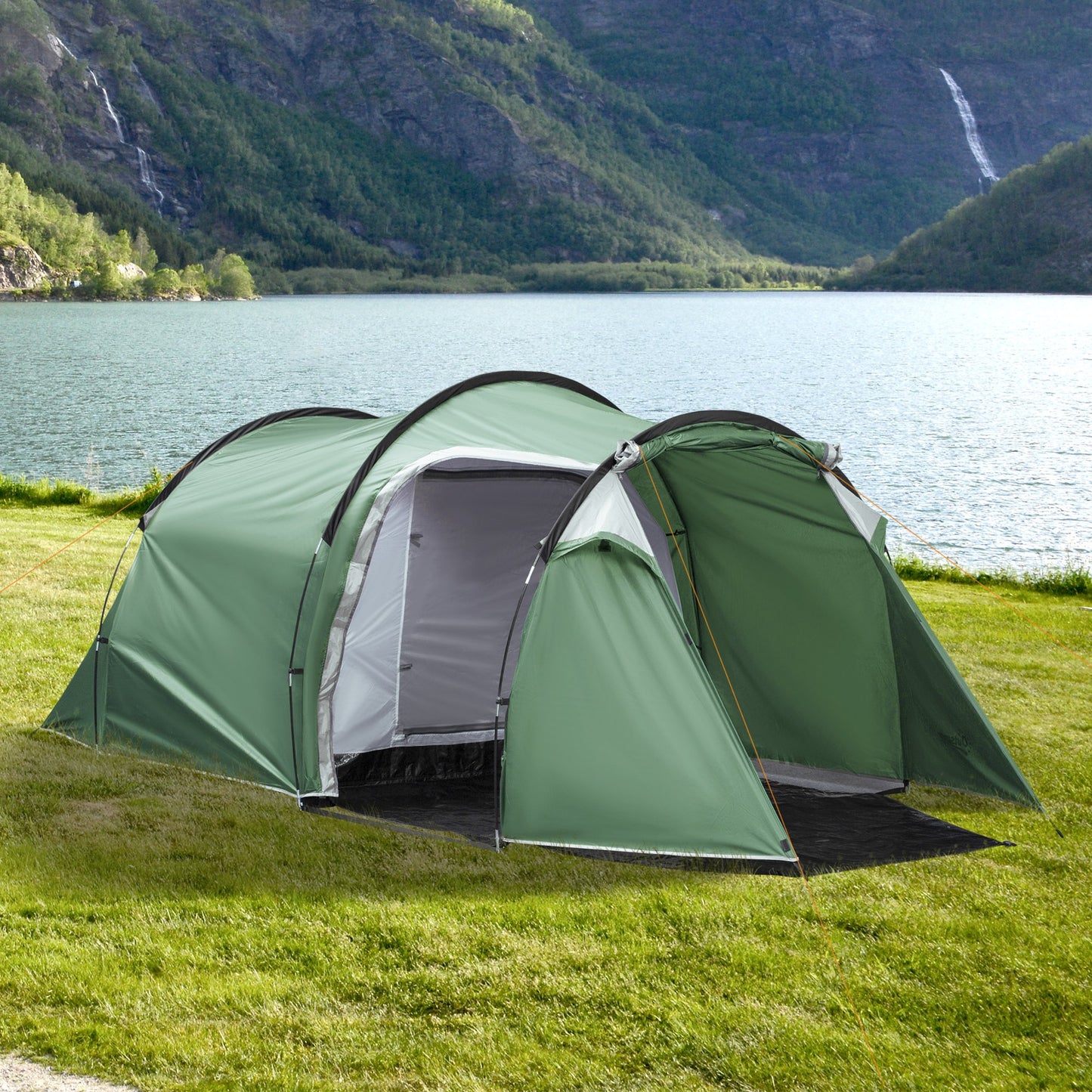 Outsunny Camping Dome Tent Weatherproof Screen Rooms- 3-4 Person