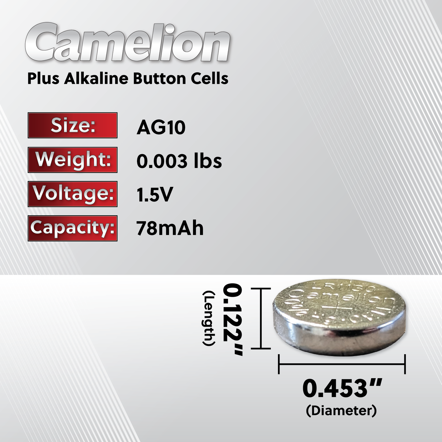 Camelion AG10 / 389 / LR1130 1.5V Button Cell Battery (Two Packaging O