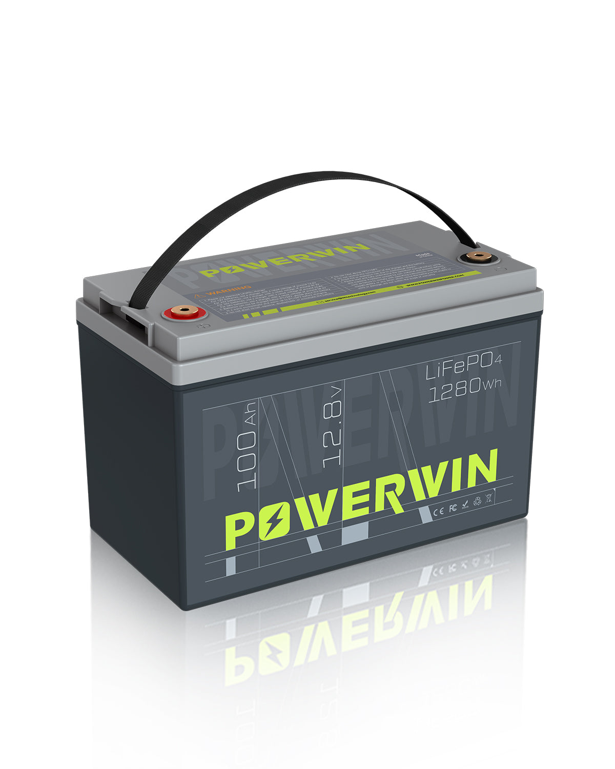 EU POWERWIN 12.8V 100Ah LiFePO4 Lithium Battery 1280Wh