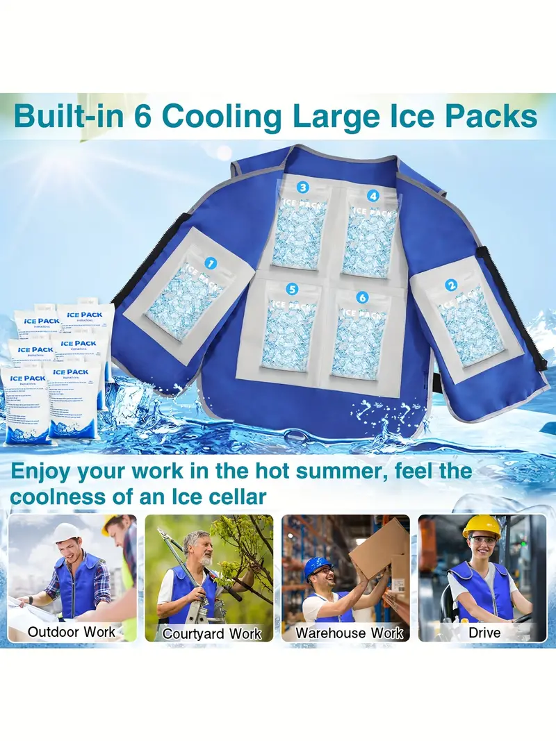 Cooling Safety Vest with 20Pcs Ice Packs