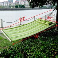 Outsunny 75" Striped Outdoor Camping Hammock Lounge Bed Garden w/