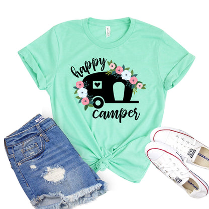 Unisex Bella Canvas Happy Camper T-shirt With Short Sleeves