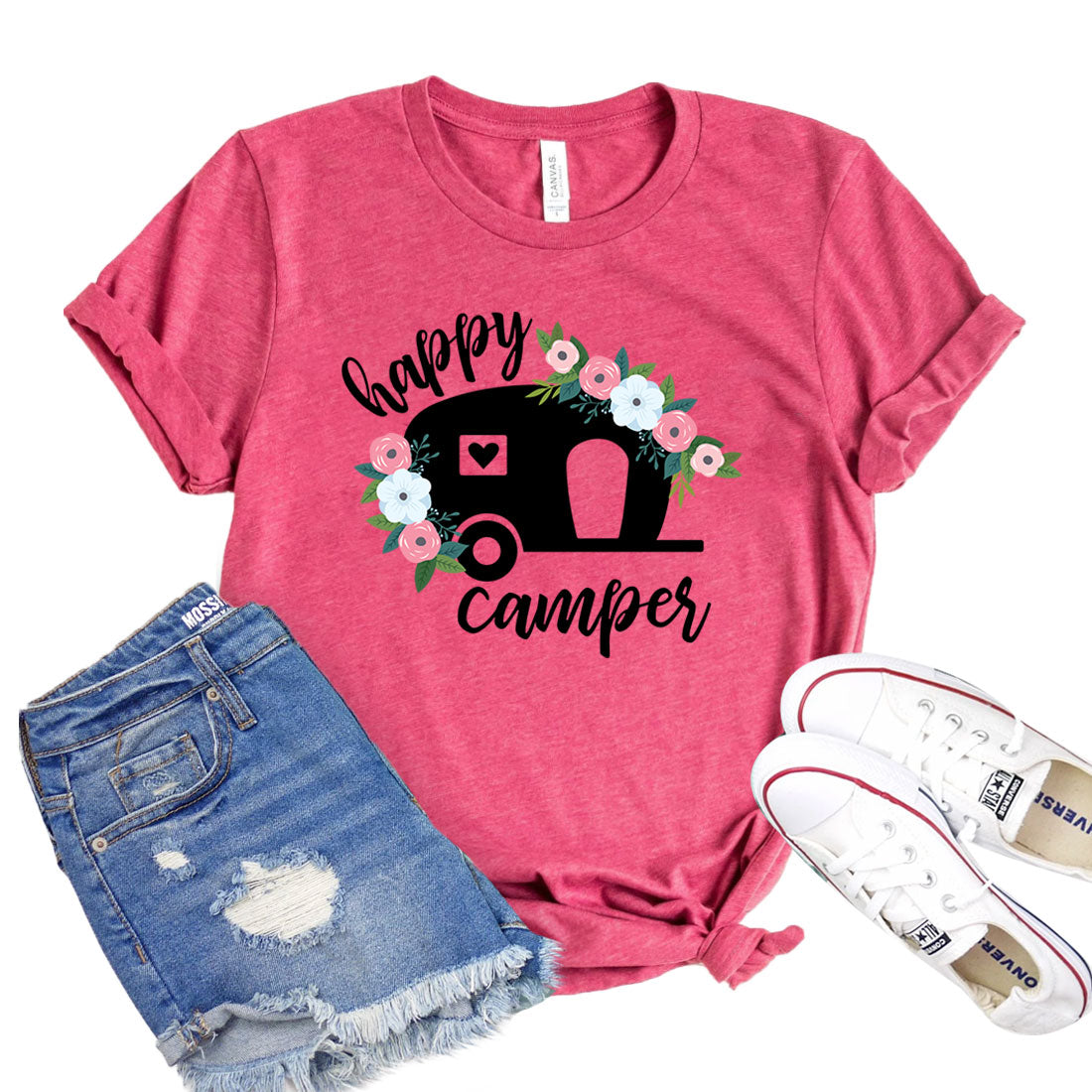 Unisex Bella Canvas Happy Camper T-shirt With Short Sleeves