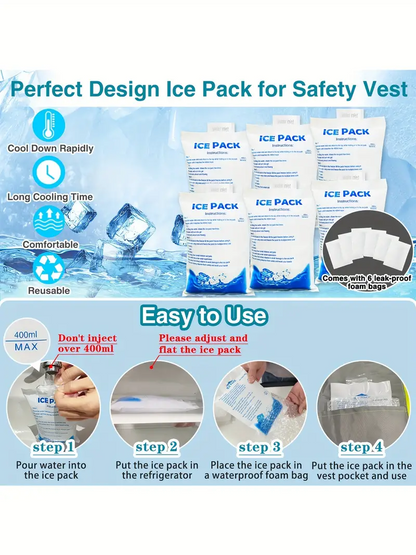 Ice Cooling Safety Vest with 20Pcs Ice Packs