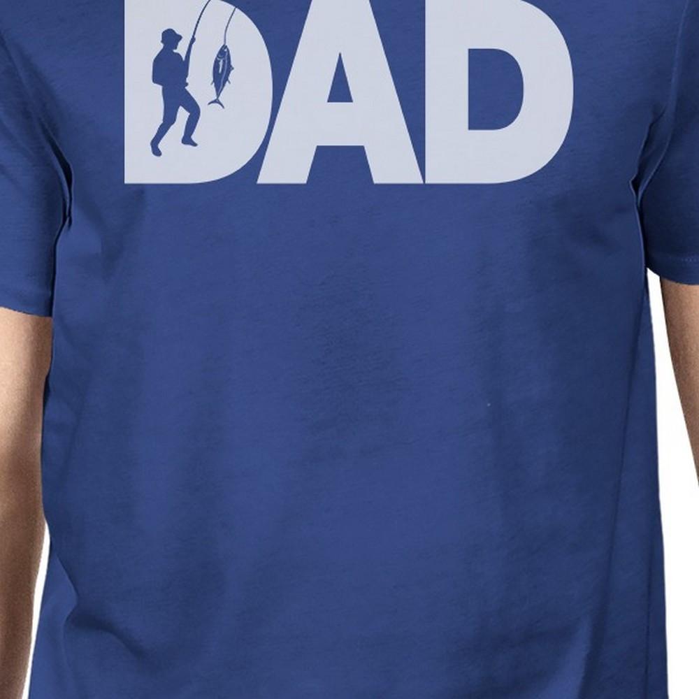 Dad Fish Mens Blue Summer Cotton Tee Funny Fishing