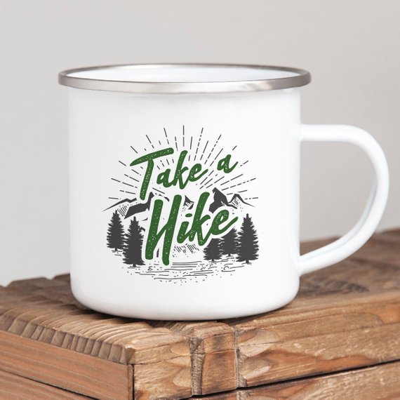 "Take A Hike" Enamel Mug, Hiking Gift for Hiker