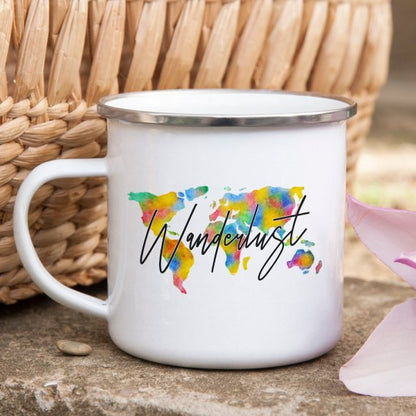 Wanderlust Enamel Mug Camping Mug Happy Hiker