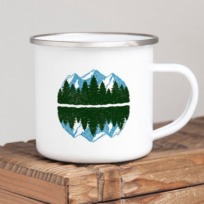 Mountain View Mug, Enamel Mug for Camping - 10 oz