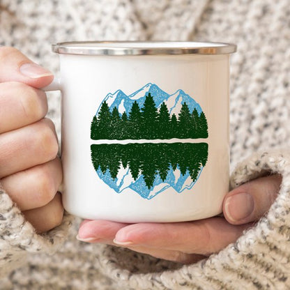 Mountain View Mug, Enamel Mug for Camping - 10 oz