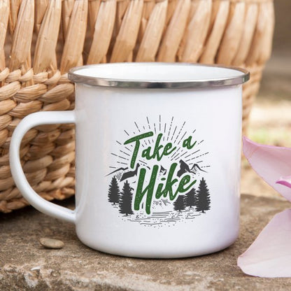 "Take A Hike" Enamel Mug, Hiking Gift for Hiker