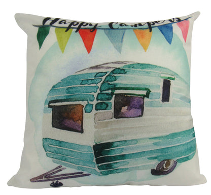 Happy Camper | Teal | Pillow Cover | Camper Decorations | Throw Pillow