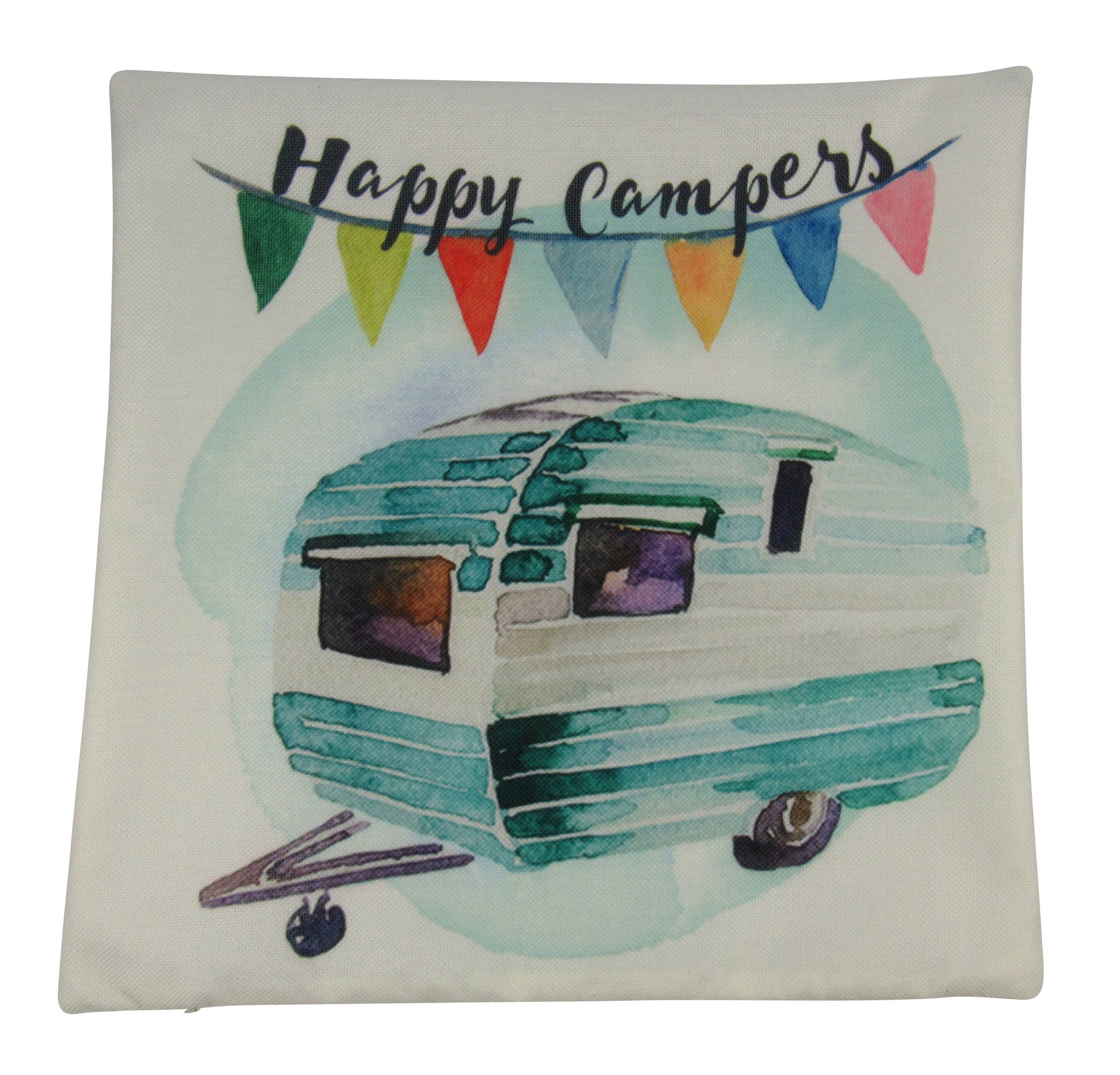 Happy Camper | Teal | Pillow Cover | Camper Decorations | Throw Pillow