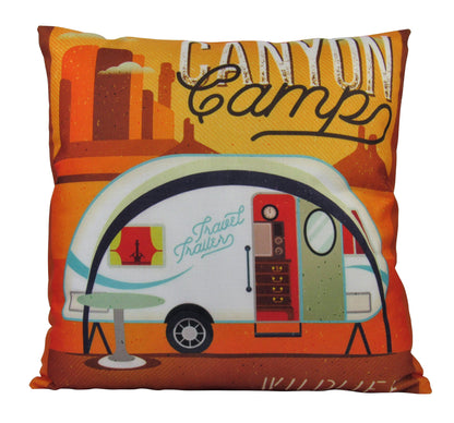 Happy Camper | White | Pillow Cover | Camper Decorations | Throw