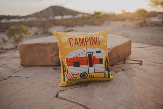 Happy Camper | Red | Pillow Cover | Camper Decorations | Throw Pillow