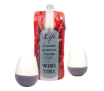 Wine on the Go Flask and Cups