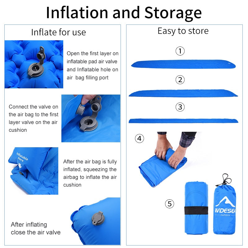 Camping Inflatable Mattress In Tent Folding Camp Bed  Sleeping Pad