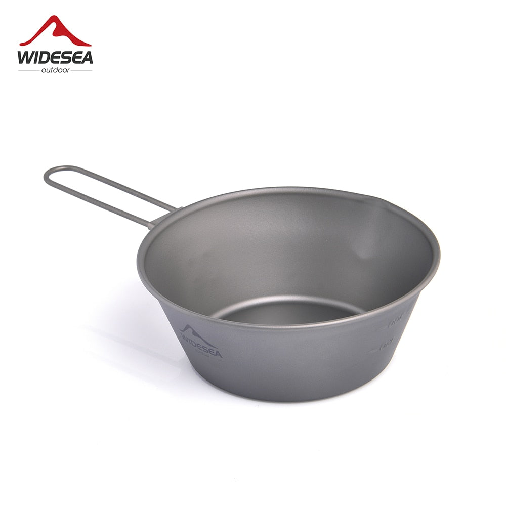 Camping Titanium Bowl Tableware Cookware Foldable Handle Outdoor Cup