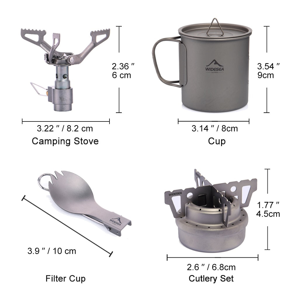 Camping Cookware Set Gas Burner stove Ultra-light Titanium Outdoor