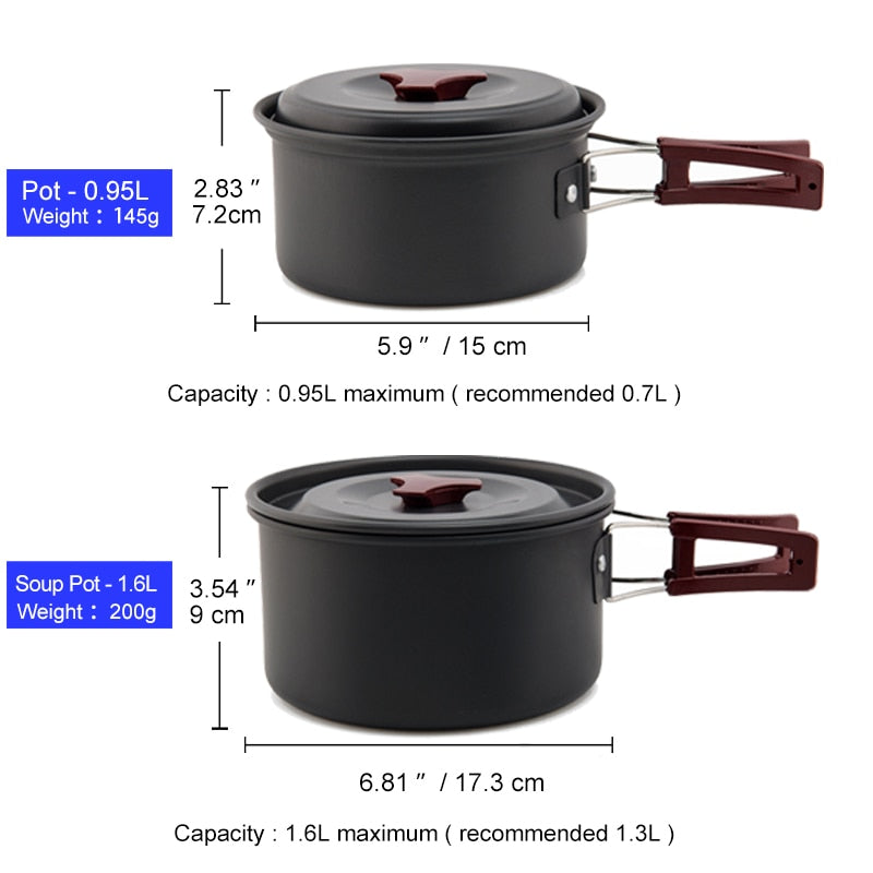 Camping Cookware Set Outdoor Pot Tableware Kit Cooking Water Kettle