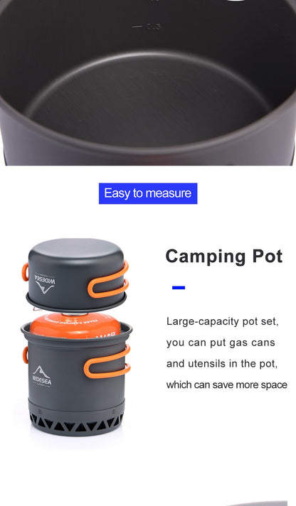 Camping 1.3L 2.3L Cookware Outdoor Cooking Set Heat Cooker Travel