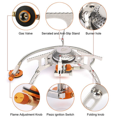 Camping Cookware Set Tableware Suit Backpack Gas Burner Outdoor Stove