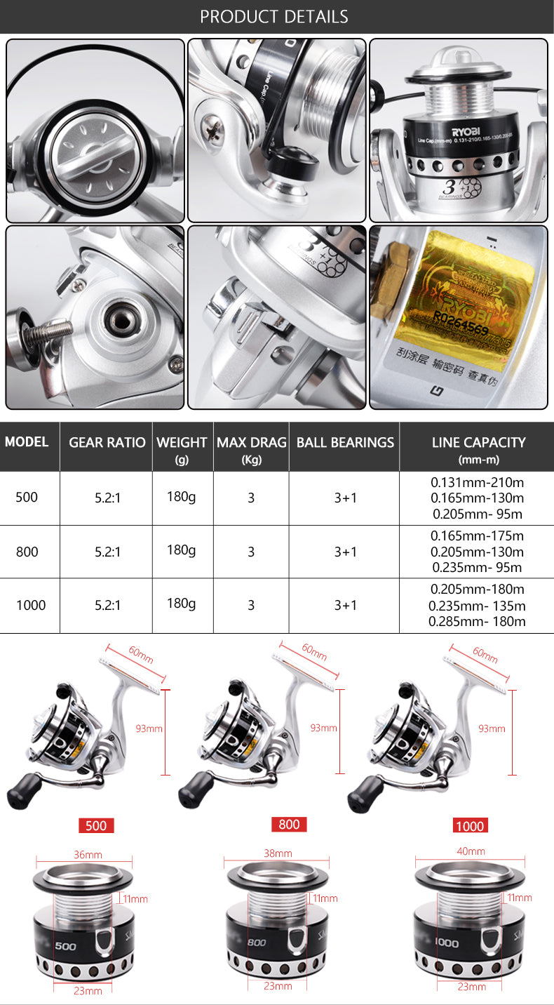 MINI 500 800 1000 spinning fishing reels mini spinning wheel 5.2:1Gear