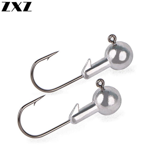 50pcs/box Barbed Jigging Lead Head Fishing Hook Jigs Kit for Soft Lure