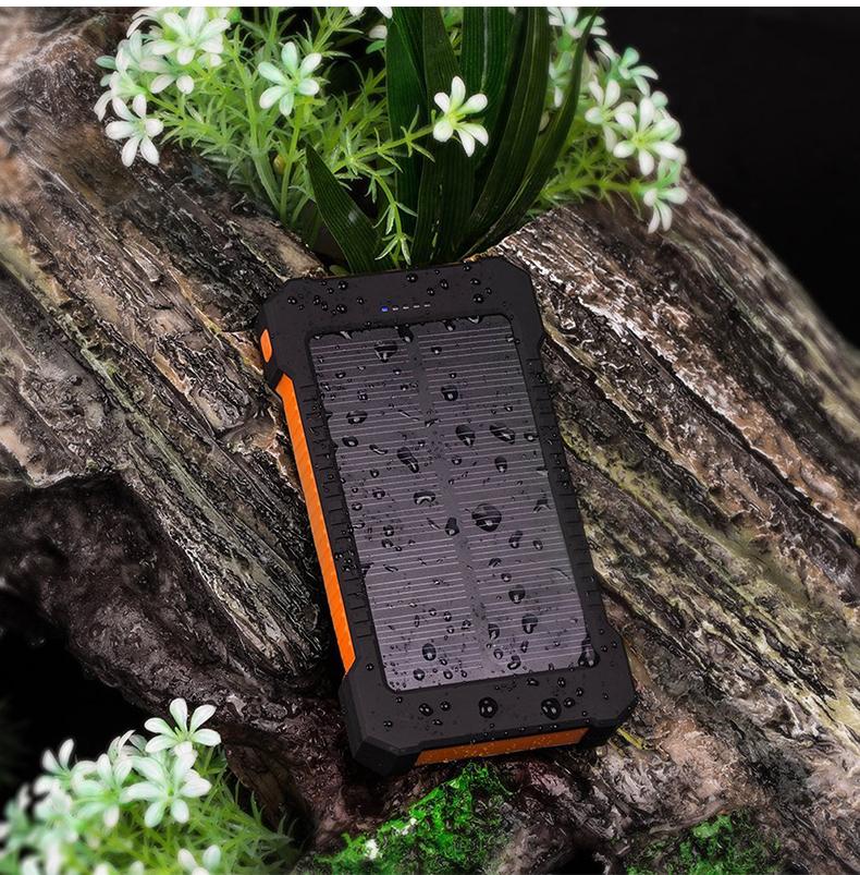 10000mAh Solar Power Bank Waterproof Solar External Battery Emergency