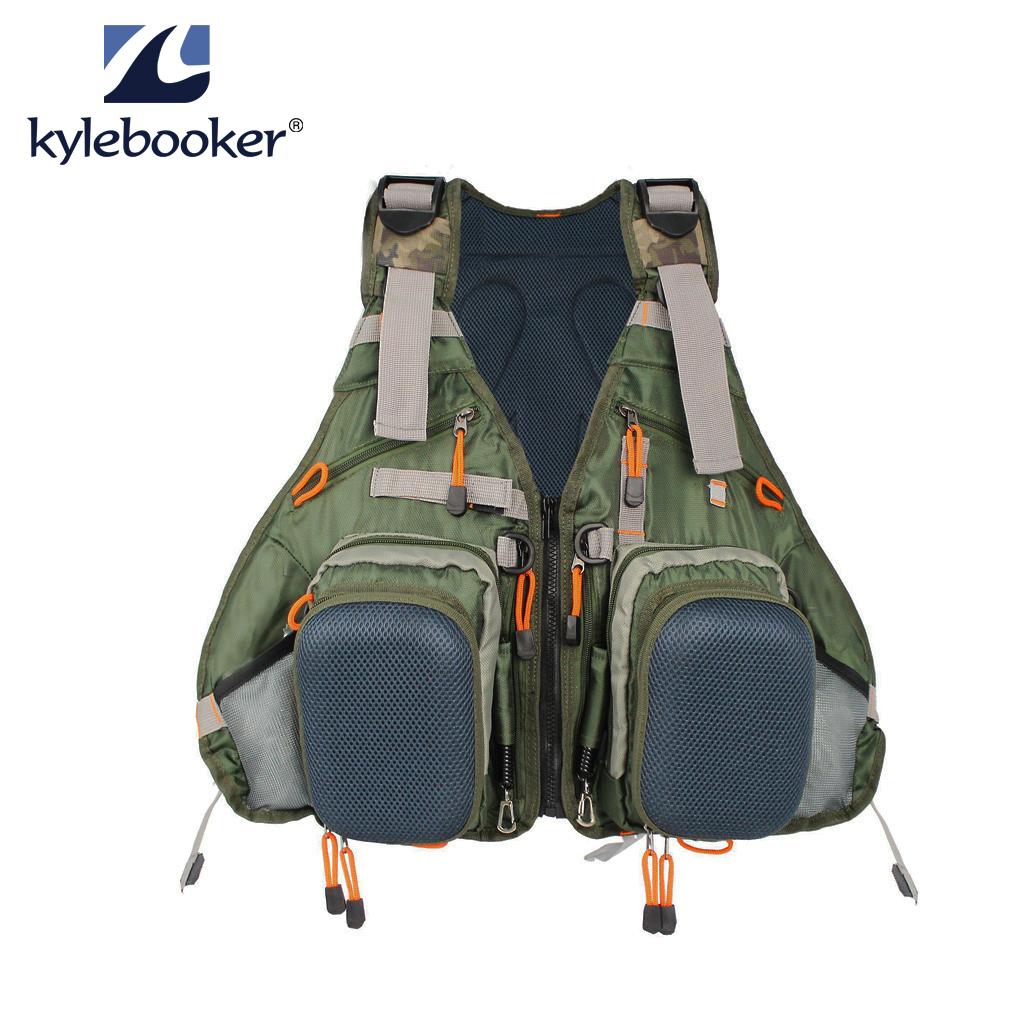 KyleBooker Top Quality Army Green Fly Fishing Vest Pack With Free Size