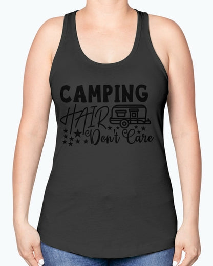 camping hair don't care- Camping-  Racerback Tank